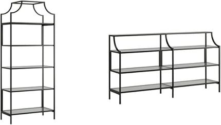 Sauder Harvey Park Bookcase/Book Shelf and Console Table, Black Finish - LeafyLoom