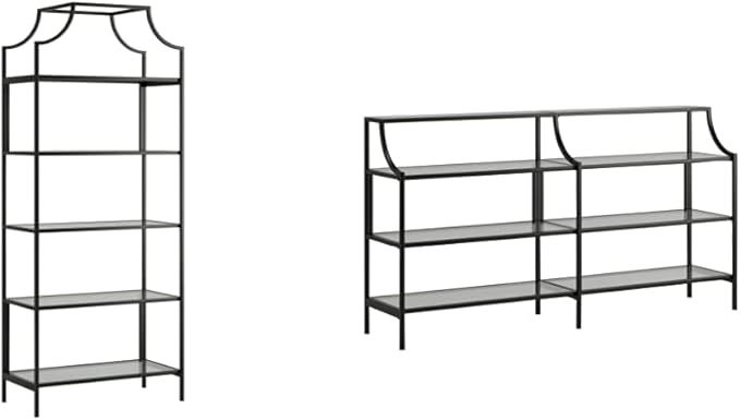 Sauder Harvey Park Bookcase/Book Shelf and Console Table, Black Finish - LeafyLoom