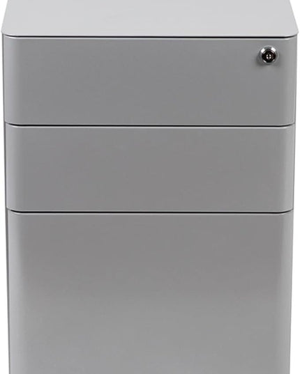 Flash Furniture Warner Modern 3-Drawer Mobile Locking Filing Cabinet with Anti-Tilt Mechanism and Hanging Drawer for Legal & Letter Files, Gray, Set of 1 - LeafyLoom