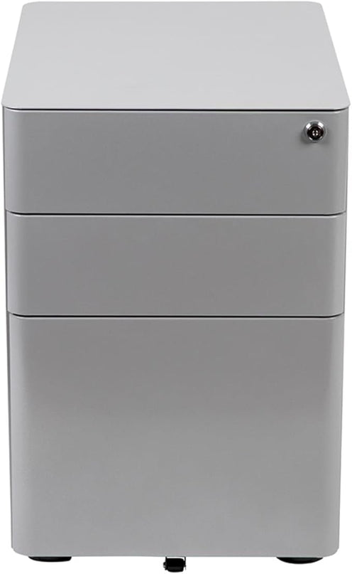 Flash Furniture Warner Modern 3-Drawer Mobile Locking Filing Cabinet with Anti-Tilt Mechanism and Hanging Drawer for Legal & Letter Files, Gray, Set of 1 - LeafyLoom