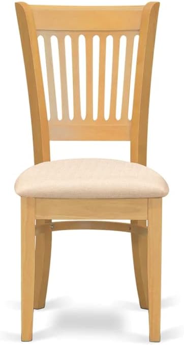 East West Furniture Vancouver Dining Linen Fabric Upholstered Wood Chairs, Set of 2, Oak - LeafyLoom