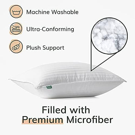 Fern and Willow Pillows for Sleeping - Set of 2 Queen Size 20"x28" Down Alternative Pillow Set w/Luxury Plush Cooling Material for Side, Back & Stomach Sleepers - LeafyLoom