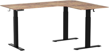 BANTI Triple Motors 63" L Shaped Standing Desk Height Adjustable, Electric Stand up Corner Desk, Sit Stand Home Office Desk Computer Workstation with Memory Preset, Rustic Brown Top - LeafyLoom