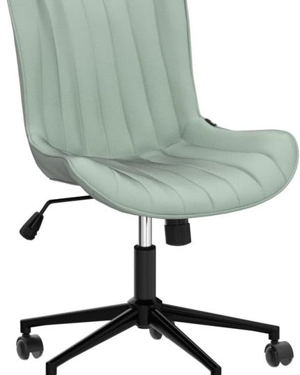 YOUNIKE Armless Office Chair Swivel Desk Chair, Upholstered Leather Computer Gaming Chair with Wheels, Adjustable Modern Rolling Task Chair Mid Back, Mint Green - LeafyLoom
