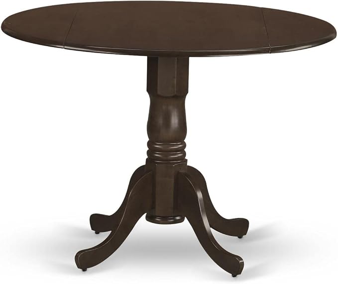 East West Furniture Dublin 5 Piece Set includes a Round Dining Room Table with Dropleaf and 4 Linen Fabric Upholstered Chairs, 42x42 Inch, DLVA5-ESP-C - LeafyLoom