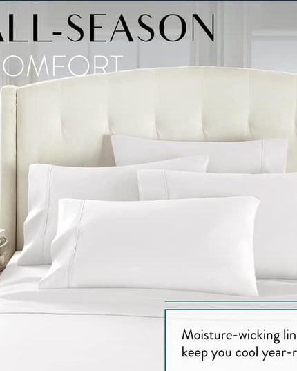 Danjor Linens King Size Sheets Set - 6 Piece Set Including 4 Pillowcases - Deep Pockets - Breathable, Soft Bed Sheets - Wrinkle Free - Machine Washable - White King Bed Sheets - 6 pc - LeafyLoom