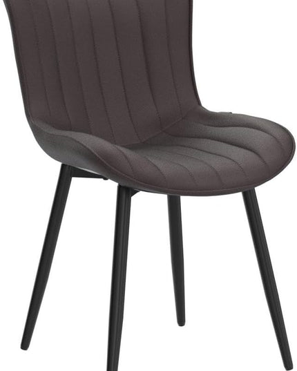 YOUNIKE Dining Chairs Set of 2 Leather Kitchen Chair with Metal Legs Armless Accent Chair Upholstered Dining Room Chairs with Back Mid Century Modern Vanity Chair Side Chairs, Espresso Brown - LeafyLoom