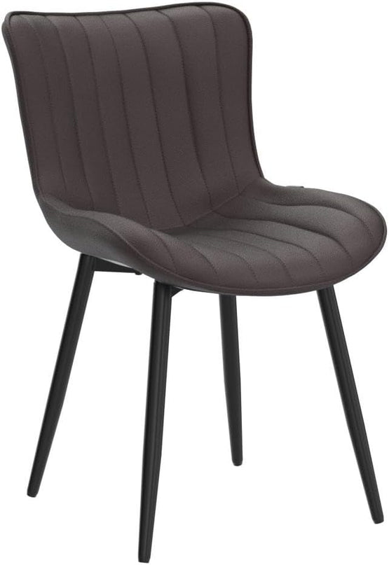 YOUNIKE Dining Chairs Set of 2 Leather Kitchen Chair with Metal Legs Armless Accent Chair Upholstered Dining Room Chairs with Back Mid Century Modern Vanity Chair Side Chairs, Espresso Brown - LeafyLoom