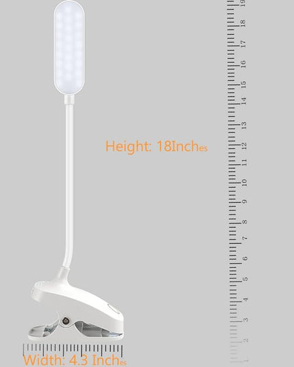 COLORLIFE Desk Lamp Clip On Light-7W 2600mAH Flexible Gooseneck Battery Operated Rechargeable Reading Lamp with Clamp & Stepless Brightness for Desk,Piano,Bed Headboard and Computers - LeafyLoom