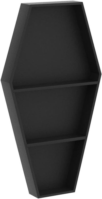 MANNY'S MYSTERIOUS ODDITIES Coffin Bookshelf - Extra Large Coffin Shelf 21 Inches by 11 Inches - Includes Removable Shelves - Gothic Decor for Home - LeafyLoom