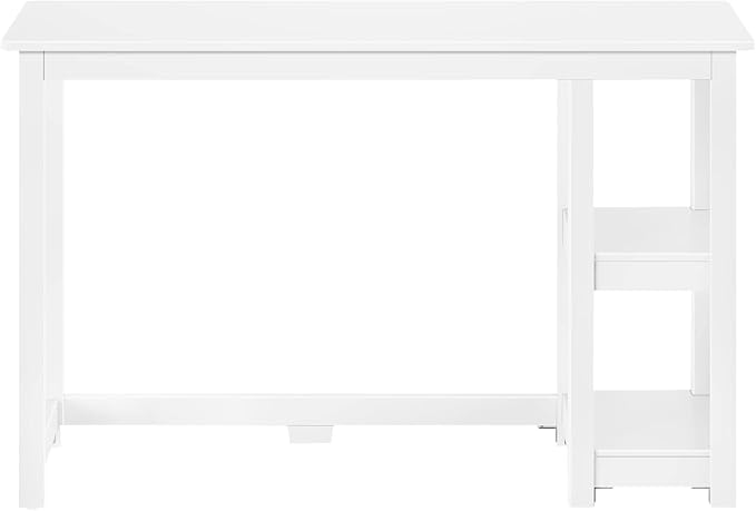 Max & Lily Solid Wood Desk With Shelves, 47 Inches, White - LeafyLoom