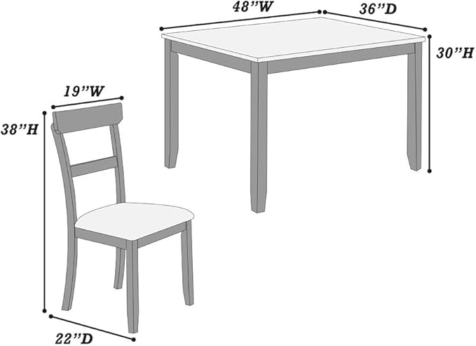 NicBex Kitchen Table Set for 4 Dining Table Classic Stylish 5Pc Dining Set Kitchen Dinette Wooden Top Table and Chairs Cushions Seats Ladder Back Chair Dining Room, Natural+Grey - LeafyLoom