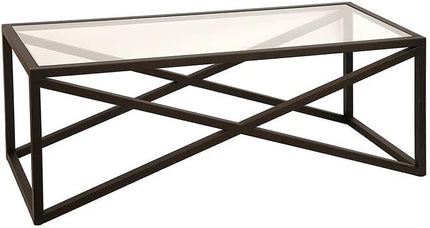 Calix 54'' Wide Rectangular Coffee Table in Blackened Bronze - LeafyLoom