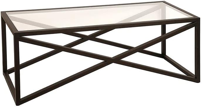 Calix 54'' Wide Rectangular Coffee Table in Blackened Bronze - LeafyLoom