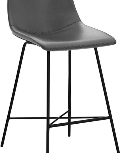 Poly and Bark Counter Stool 24 inches - Counter Height Bar Stools Set of 2 - Sturdy Kitchen Stools with Backs - Comfortable Bar Chair - Modern Countertop-High Chairs, Kitchen Island Barstools – Grey - LeafyLoom
