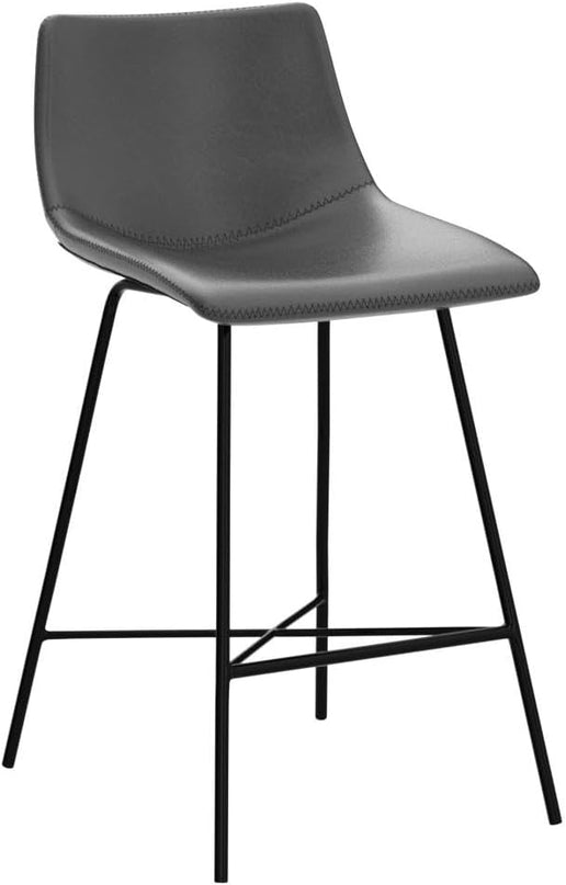 Poly and Bark Counter Stool 24 inches - Counter Height Bar Stools Set of 2 - Sturdy Kitchen Stools with Backs - Comfortable Bar Chair - Modern Countertop-High Chairs, Kitchen Island Barstools – Grey - LeafyLoom