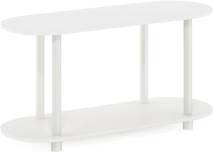 Furinno Turn-N-Tube No Tools Modern Oval Side Table, White/Virgin White - LeafyLoom