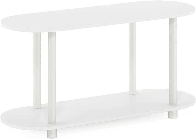 Furinno Turn-N-Tube No Tools Modern Oval Side Table, White/Virgin White - LeafyLoom