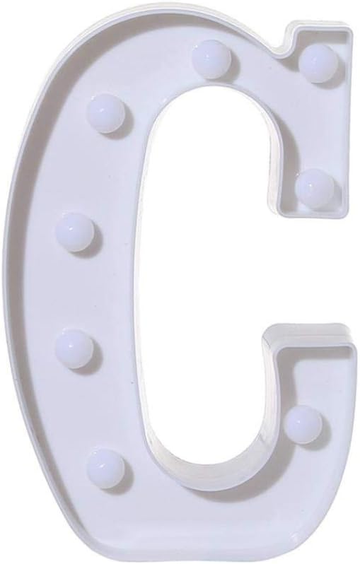 LED Marquee Letter Lights Sign C 26 Alphabet Light Up Letters Sign for Night Light Wedding Birthday Party Battery Powered Christmas Lamp Home Bar Decoration (C) - LeafyLoom