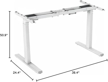 POUT TEKDEC Dual Motor 3-Stage Electric Adjustable Standing Computer Desk Base 24.4” - 51" Height for Home and Office (White) - LeafyLoom