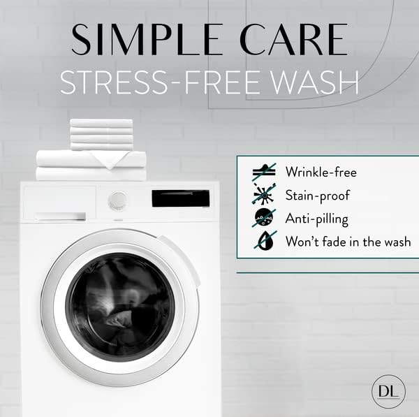 Danjor Linens Full Size Sheets Set - 6 Piece Set Including 4 Pillowcases- Deep Pockets - Breathable, Soft Bed Sheets - Wrinkle Free - Machine Washable - White Bed Sheets - 6 pc - LeafyLoom