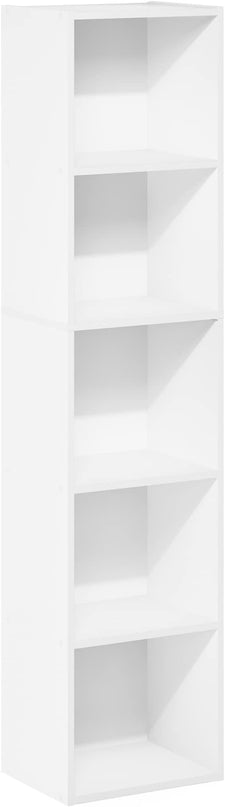 Furinno Luder Bookcase / Book / Storage, 5-Tier Cube, White - LeafyLoom