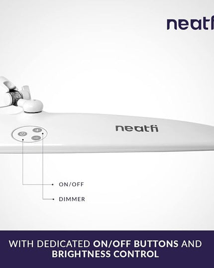 Neatfi Elite HD XL Task Lamp, Super Bright Desk Lamp, Non-polar Dimming (Non-CCT with Clamp, White, 22 Inches) - LeafyLoom