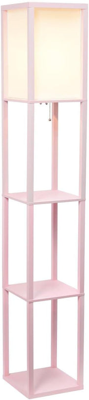 Simple Designs LF1014-LPK Etagere Organizer Storage Shelf Linen Shade Floor Lamp, Light Pink - LeafyLoom