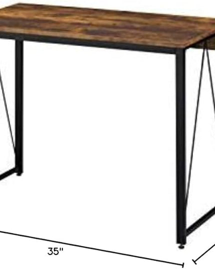 Acme Zaidin Wooden Rectangle Top Writing Desk in Weathered Oak and Black - LeafyLoom