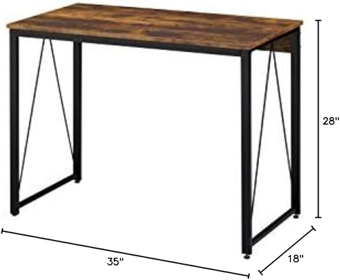 Acme Zaidin Wooden Rectangle Top Writing Desk in Weathered Oak and Black - LeafyLoom