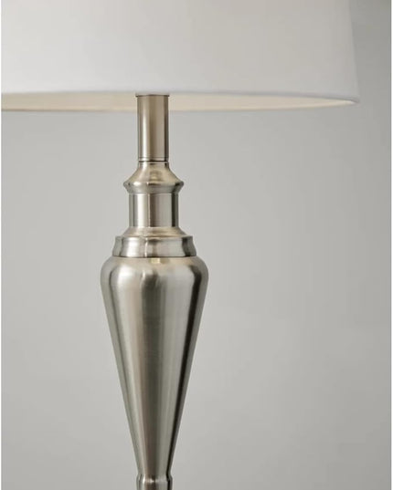 Adesso 1583-22 Glendale 3-Piece Floor Lamp Set, 59.5 in./25.5 in., 150W, Brushed Steel/White, 3 Antique Lamps - LeafyLoom