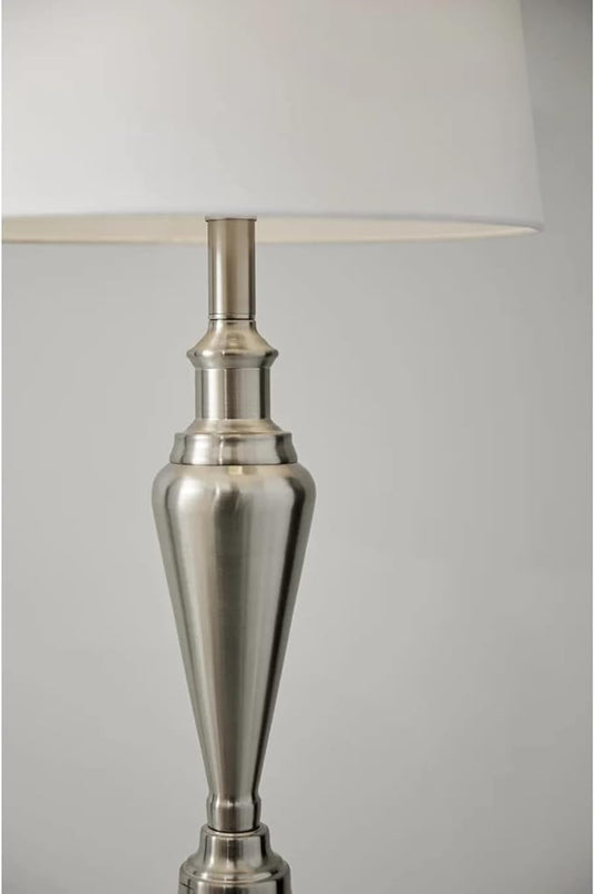 Adesso 1583-22 Glendale 3-Piece Floor Lamp Set, 59.5 in./25.5 in., 150W, Brushed Steel/White, 3 Antique Lamps - LeafyLoom