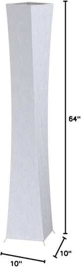 chiphy Floor Lamp, Dimmable 64" Tall Standing Lamp, 3 Levels Adjustable Brightness 12Wx2 LED Bulbs, Column Floor Light w/White Fabric Shade, Home Decor for Living Room, Bedroom, Kids Room - LeafyLoom