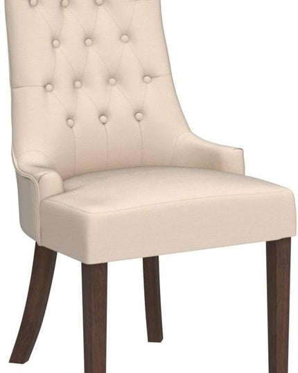 COLAMY Wingback Upholstered Dining Chairs Set of 6, Fabric Side Dining Room Chairs with Tufted Button, Living Room Chairs for Home Kitchen- Beige - LeafyLoom