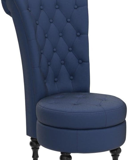Royal High-Back Velvet Accent Chair for Vanity with Storage and Luxurious Upholstery, Retro Design and Versatile Usage for Living Room, Bedroom, Lounge and Office, Dark Blue - LeafyLoom