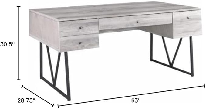 Coaster Home Furnishings Analiese Rustic 63-Inch 4-Drawer Home Office Computer Writing Desk Study Table with Storage Engineered Eco-Friendly Wood Look Laminate Sturdy Steel Grey Driftwood 801999 - LeafyLoom