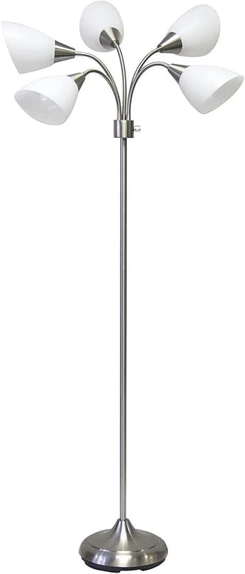 Adesso 7205-22 Multi-White Shade Floor Lamp, Adjustable Gooseneck Arms, Silver - LeafyLoom