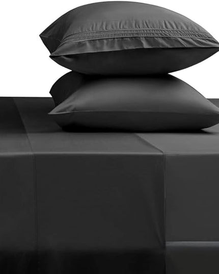 SONORO KATE Bed Sheet Set Super Soft Microfiber 1800 Thread Count Luxury Egyptian Sheets 18-Inch Deep Pocket Wrinkle-4 Piece(Queen Black) - LeafyLoom