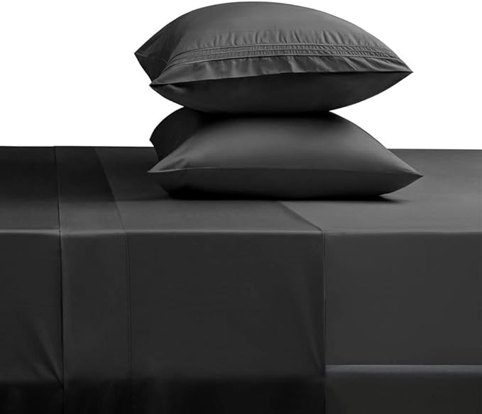 SONORO KATE Bed Sheet Set Super Soft Microfiber 1800 Thread Count Luxury Egyptian Sheets 18-Inch Deep Pocket Wrinkle-4 Piece(Queen Black) - LeafyLoom