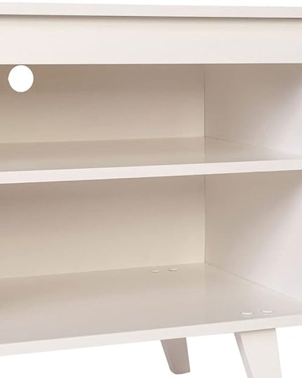 Madesa TV Stand Cabinet with 4 Shelves and Cable Management, Entertainment Center for TVs up to 55 Inches, Wooden, 23'' H x 15'' D x 53'' L – White - LeafyLoom