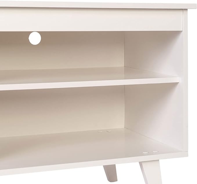 Madesa TV Stand Cabinet with 4 Shelves and Cable Management, Entertainment Center for TVs up to 55 Inches, Wooden, 23'' H x 15'' D x 53'' L – White - LeafyLoom