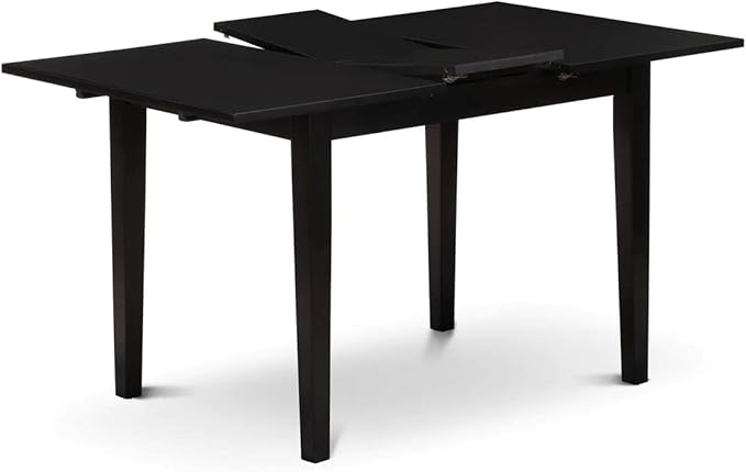 East West Furniture NODA3-BLK-C 3 Piece Dining Room Furniture Set Contains a Rectangle Wooden Table with Butterfly Leaf and 2 Linen Fabric Kitchen Dining Chairs, 32x54 Inch, Black - LeafyLoom