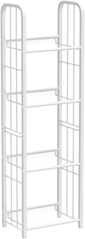 Bookshelf Storage Shelf Small Bookcase Freestanding Storage Stand for Living Room Bedroom, Kitchen, Rust Resistance, Easy Assembly Free Combination Multi-Functional Organizer (4 Tiers, White) - LeafyLoom