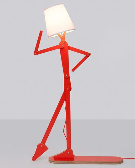 Cool Tall Floor Lamp for Bedroom & Living Room - Unique Corner Decorative Reading Standing Light Wood Creative Swing Arm Design Gift for Kids/Boys/Girls, Home, Farmhouse - Bulb Included - LeafyLoom