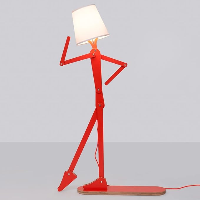 Cool Tall Floor Lamp for Bedroom & Living Room - Unique Corner Decorative Reading Standing Light Wood Creative Swing Arm Design Gift for Kids/Boys/Girls, Home, Farmhouse - Bulb Included - LeafyLoom