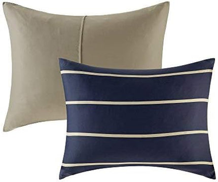 Comfort Spaces Casual Comforter Set Sporty Design, Vibrant Color, Active Lifestyle Boys Bedroom Décor, All Season Soft Microfiber Bedding Set, Decorative Pillow, Sham Blue/White Queen 4 Piece - LeafyLoom