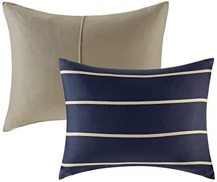 Comfort Spaces Casual Comforter Set Sporty Design, Vibrant Color, Active Lifestyle Boys Bedroom Décor, All Season Soft Microfiber Bedding Set, Decorative Pillow, Sham Blue/White Queen 4 Piece - LeafyLoom