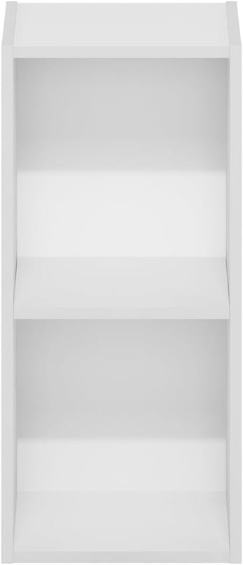 Furinno Fulda 2-Tier Space Saving Storage Shelf Bookcase, 10-Inch Width, White - LeafyLoom