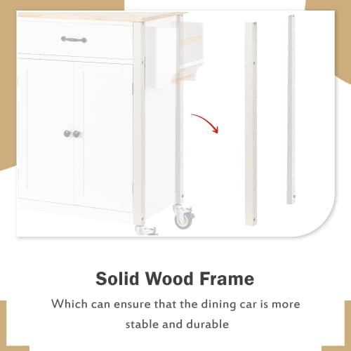 Elefesign FridayParts Kitchen Island Cart with Solid Wood Top and Locking Wheels, 54.3 Inch Width, 4 Door Cabinet and Two Drawers, Spice Rack, Towel Rack, White - LeafyLoom