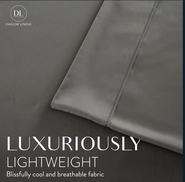 Danjor Linens Queen Sheet Set - 6 Piece Set Including 4 Pillowcases - Deep Pockets - Breathable, Soft Bed Sheets - Wrinkle Free - Machine Washable - Gray Sheets for Queen Size Bed - 6 pc - LeafyLoom